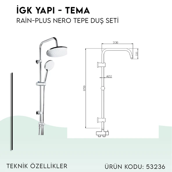 İGK YAPI - TEMA Rain-Plus Nero Tepe Duş Seti (53237) - 4