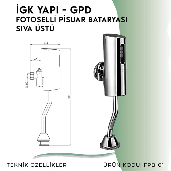 İGK YAPI - GPD Fotoselli Pisuvar Bataryası (Sıva Üstü) (FPB01) - 4