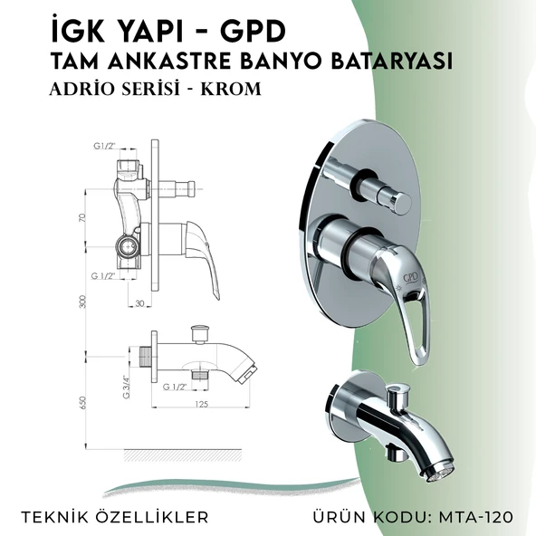 İGK YAPI - GPD Adrio Tam Ankastre Banyo Bataryası  (MTA120) - 4