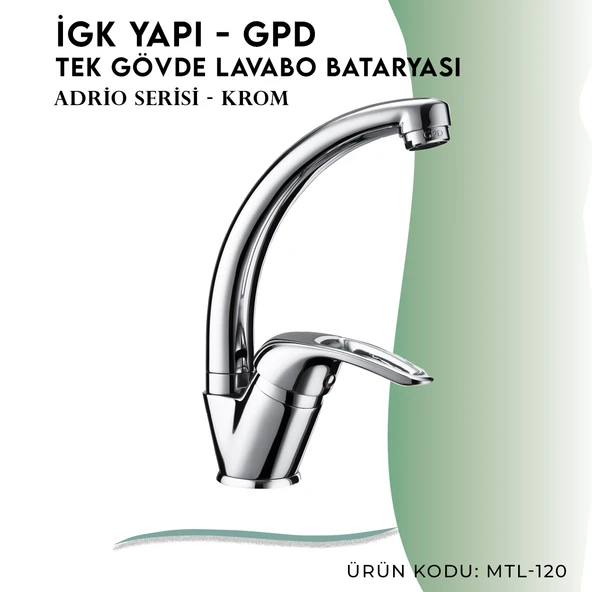 İGK YAPI - GPD Adrio Tek Gövde Lavabo Bataryası  (MTL120) - 3