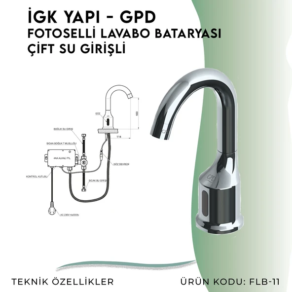 İGK YAPI - GPD Fotoselli Lavabo Bataryası (Çift Su Girişli) (FLB11) - 4