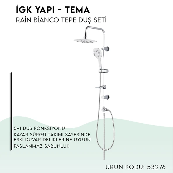 İGK YAPI - TEMA Rain Bianco Tepe Duş Seti (53276) - 3