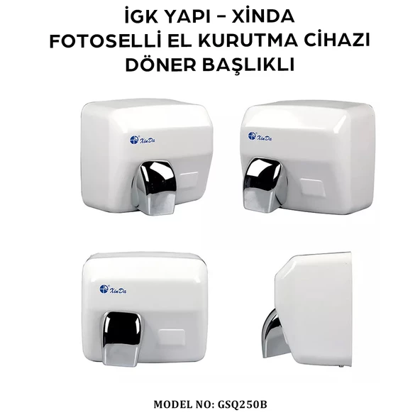 İGK YAPI - XinDa Fotoselli Döner Başlıklı El Kurutma Makinesi (GSQ250B) - Resim 4