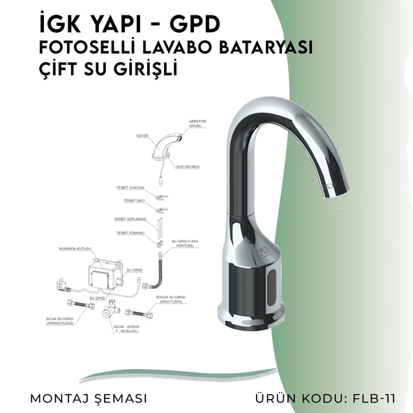 İGK YAPI - GPD Fotoselli Lavabo Bataryası (Çift Su Girişli)  (FLB11) - 5