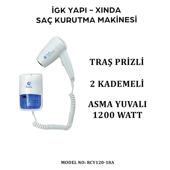 İGK YAPI - XINDA KORDONLU SAÇ KURUTMA MAKİNESİ (RCY120-18A) - 4