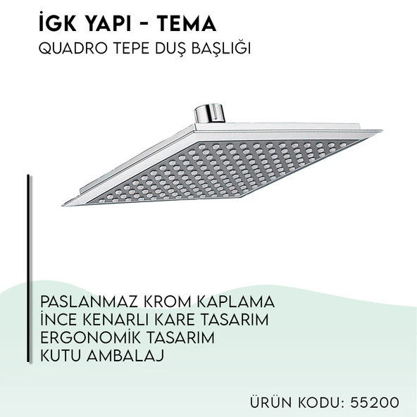 İGK YAPI - TEMA Quadro Tepe Duş Başlığı (55200) - 5