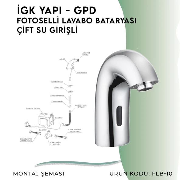 İGK YAPI - GPD Fotoselli Lavabo Bataryası (Çift Su Girişli)  (FLB10) - 5