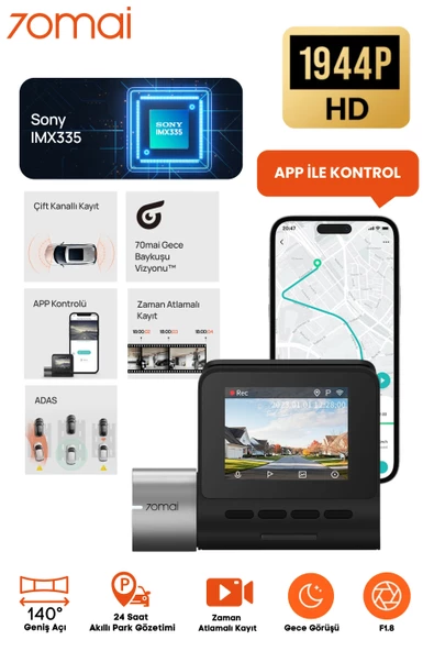 70Mai A500S Pro Plus Dahili GPS Araç Kamerası - Resim 2