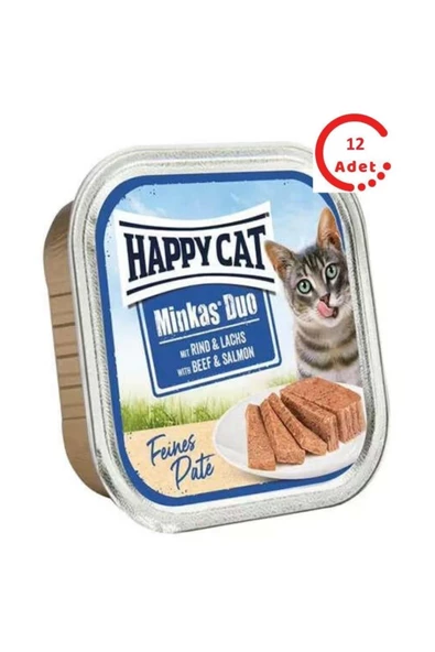 Minkas Duo Somon ve Sığır Etli Yetişkin Kedi Konservesi 100gr x 12 Adet