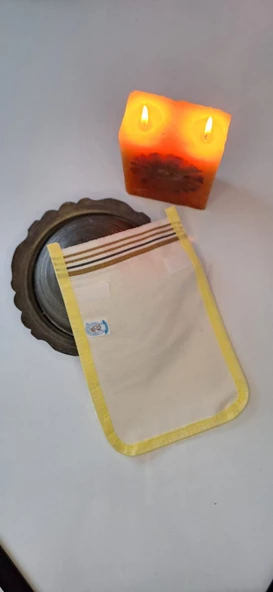 EKER-KONFOR SARI EKER BİYELİ CIRTLI KESE-CIRT CIRT YAPI-Banyo ve Duş Kesesi-Doğal Özel Dokuma - 3
