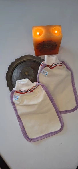 EKER-MOR BİYELİ HIZLIGİY KESE SETİ-2 ADET KESE-Lastikli Kese-Banyo ve Duş Kesesi-Doğal Özel Dokuma - 2
