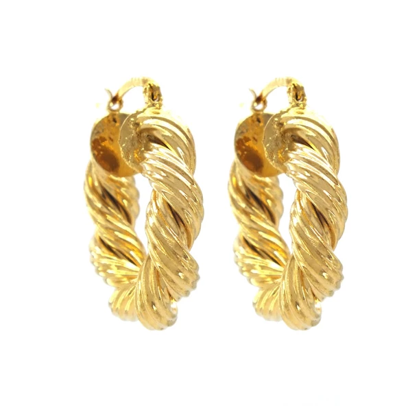 BZ Altın Kaplama Burgu Kadın Halka Küpe UNK-764 - 4