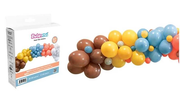 BALON DEKORANSYONU 3 LÜ SET RETRO SET 70'Lİ