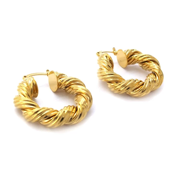 BZ Altın Kaplama Burgu Kadın Halka Küpe UNK-764 - 5