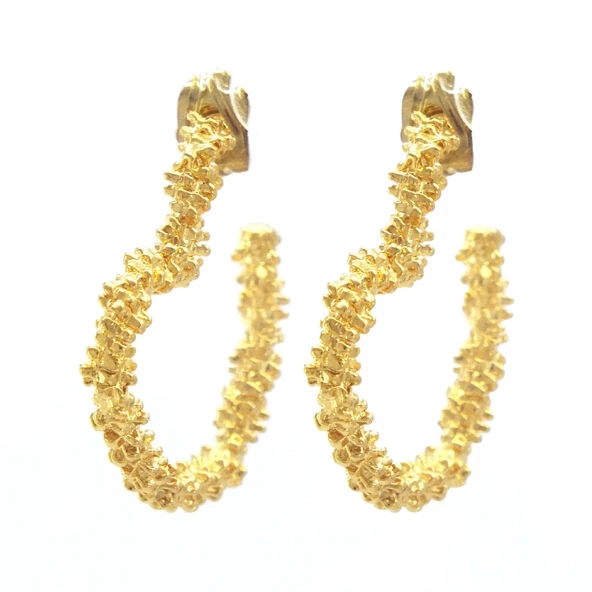 BZ Altın Kaplama Kalpli Kadın Halka Küpe UNK-763 - 4