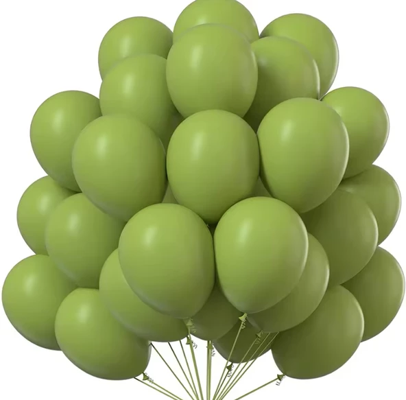 BALON DÜZ 12 İNC ZEYTİN YEŞİLİ 100 ADET - Resim 3