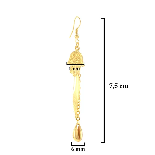 BZ Altın Kaplama Fatma Ana Eli Sallantılı Kadın Küpe UNK-758 - 3