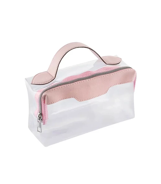 Şeffaf Seyahat Makyaj Kozmetik Çantası - 223 Pembe - 2