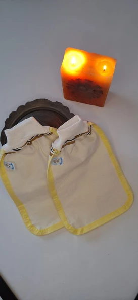 EKER-KONFOR SARI BİYELİ HIZLIGİY KESE-Lastikli Kese-Banyo ve Duş Kesesi-Doğal Özel Dokuma - 3