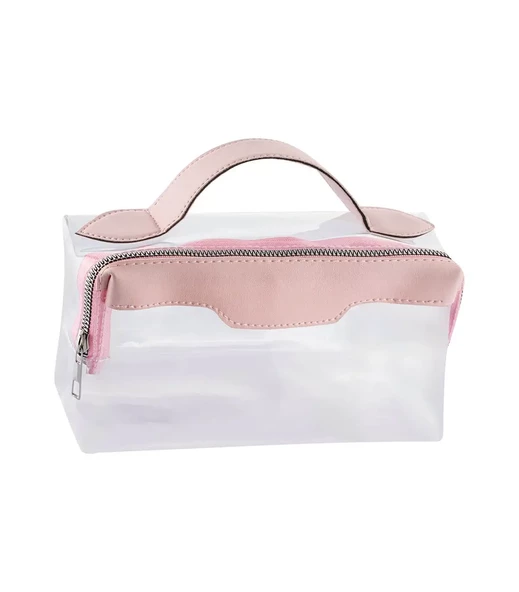 Şeffaf Seyahat Makyaj Kozmetik Çantası - 223 Pembe - 6