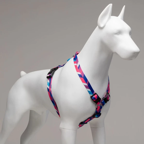 Lindo Dogs Pink Dream H Tipi Köpek Göğüs Tasması Mavi/Pembe Beden Small - 2