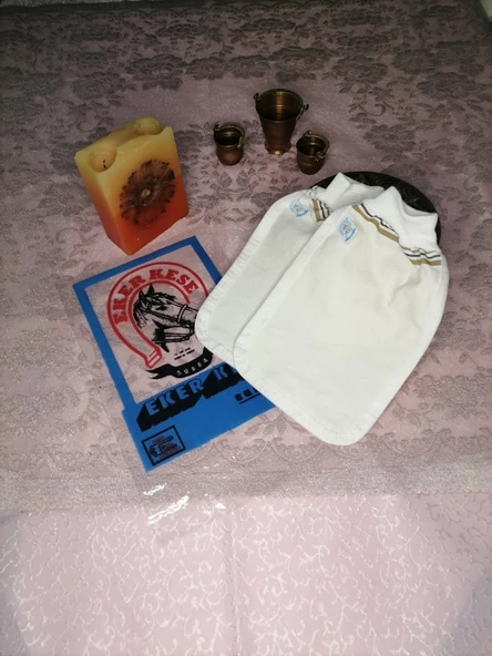 EKER-KONFOR HIZLIGİY KESE SETİ-2 ADET KESE-Lastikli Kese-Banyo ve Duş Kesesi-Doğal Özel Dokuma - 4