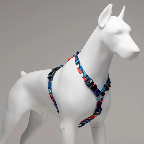 Lindo Dogs Red Line H Tipi Köpek Göğüs Tasması Kırmızı/Mavi Beden Medium - 3