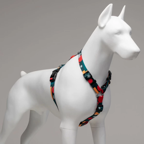 Lindo Dogs Reindeer H Tipi Köpek Göğüs Tasması Kırmızı/Yeşil Beden Small - 4