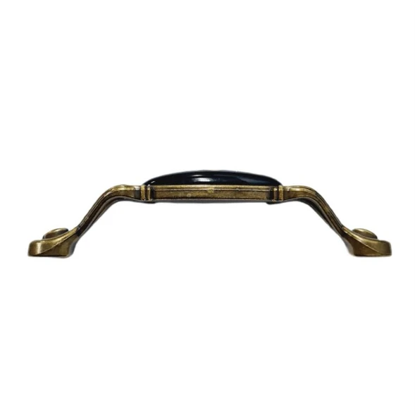 MİRAY 96 mm Metal antik sarı siyah  porselen desenli  / 5 ADET - 2