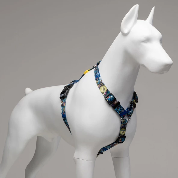 Lindo Dogs Apollo H Tipi Köpek Göğüs Tasması Mavi/Sarı Beden Medium - 2