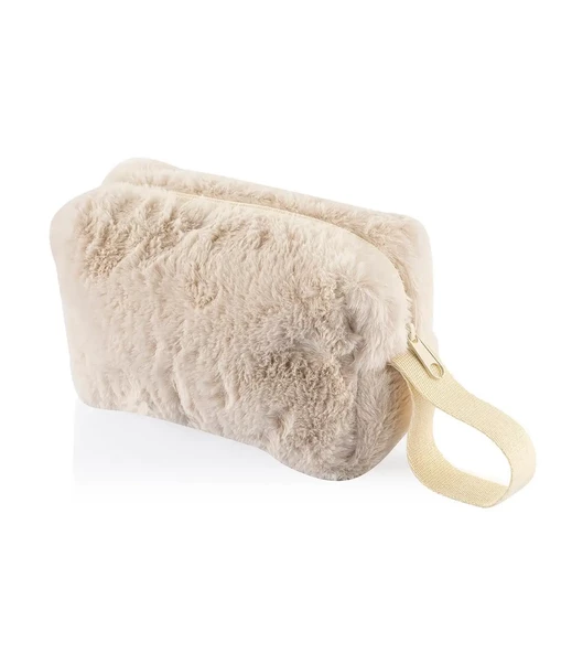 Chic Clutch Seyahat Makyaj Organizeri Kozmetik Çantası Tüy Peluş - 250 Krem - 2