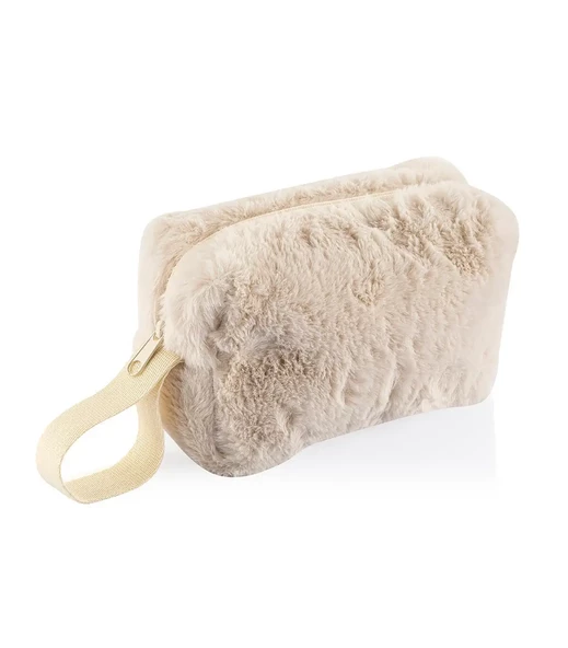 Chic Clutch Seyahat Makyaj Organizeri Kozmetik Çantası Tüy Peluş - 250 Krem