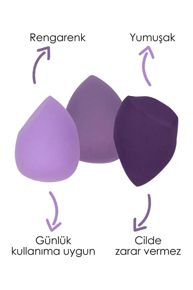 4'lü Makyaj Organizeri Kozmetik Çanta Seti & 3'lü Makyaj Süngeri - Çizgi Desenli - 8