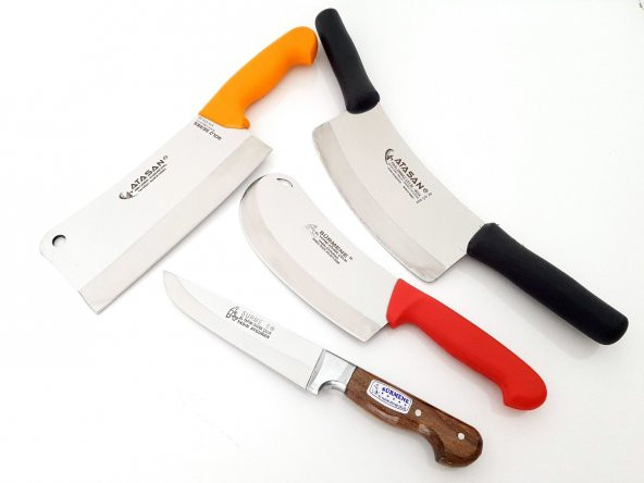 Sürmene Atasan Zırh Satır Kasap Mutfak Bıçağı Pide Bıçağı 4lü Set - 3