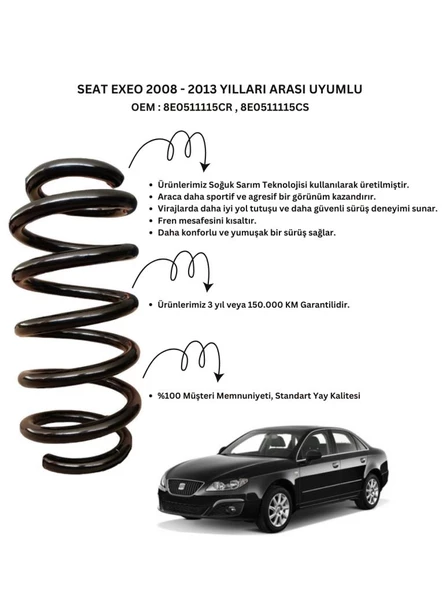 Seat Exeo (2008-2013) Uyumlu Standart Yay ST102034R - Arka Helezon Yay Takımı - 2 Adet