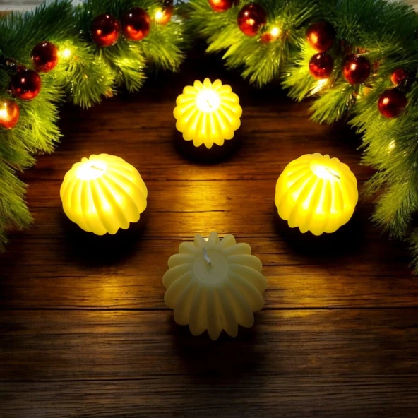 VIP KALİTE 12 ADET YILBAŞI NOEL MUMU LED IŞIKLI MUM PİLLİ GÜN IŞIĞI MUM 3 YILBAŞI MUMU SÜSLERİ LED - 2