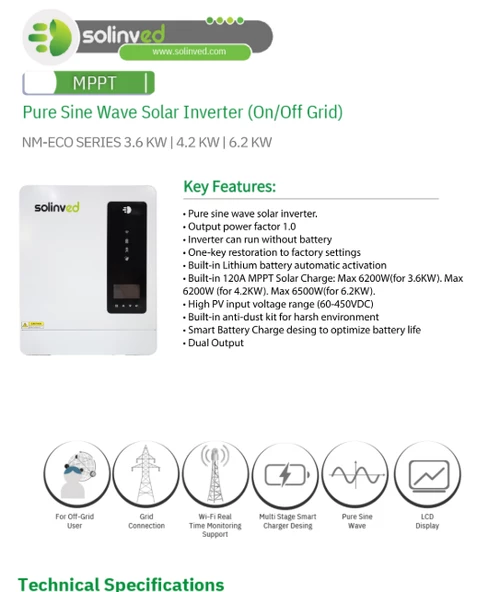 SOLİNVED 4.2 KW DAHİLİ MPPT TAM SİNÜS AKILLI İNVERTER - 2