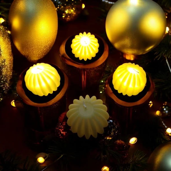 VIP KALİTE 12 ADET YILBAŞI NOEL MUMU LED IŞIKLI MUM PİLLİ GÜN IŞIĞI MUM 3 YILBAŞI MUMU SÜSLERİ LED - 6