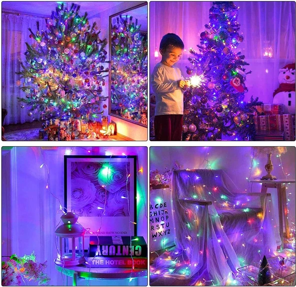 Tayfun 10 Metre 100 Ledli Fişli LED Işık RGB Karışık Renk Yılbaşı Led Işık Dekor Lambası Yılbaşı Ağacı Işığı - 6