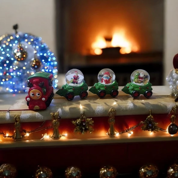 VIL DELUXE KALİTE YILBAŞI TRENİ SETİ SULU KÜRE YILBAŞI NOEL KAR KÜRELİ TREN MEERY CHRISTMAS TRAİN ürün görseli