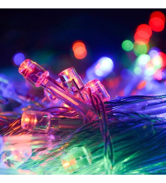 Tayfun 10 Metre 100 Ledli Fişli LED Işık RGB Karışık Renk Yılbaşı Led Işık Dekor Lambası Yılbaşı Ağacı Işığı