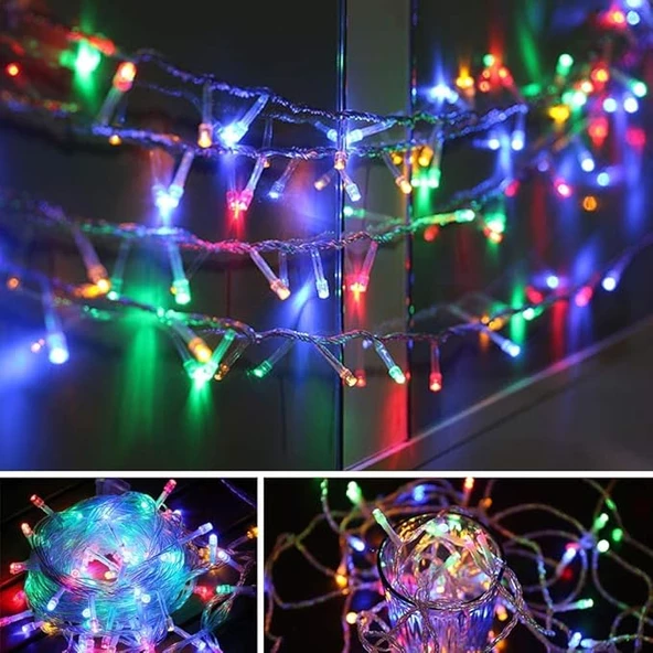Tayfun 10 Metre 100 Ledli Fişli LED Işık RGB Karışık Renk Yılbaşı Led Işık Dekor Lambası Yılbaşı Ağacı Işığı - 4