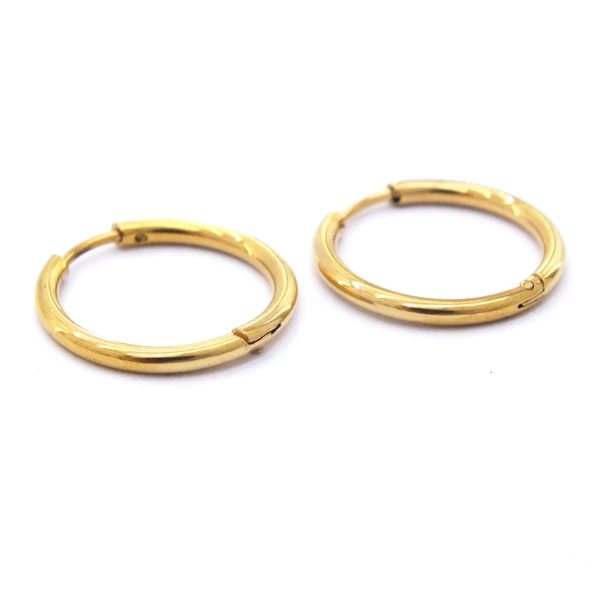 BZ Altın Kaplama Düz Halka Çift Küpe UNK-489