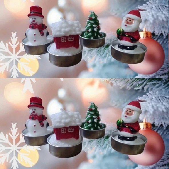 VIP DELUXE 12 ADET NOEL TEALİGHT MUM NOEL BABA KARDAN ADAM ÇAM AĞACI NOEL EVİ GERÇEK YILBAŞI MUMU - Resim 2