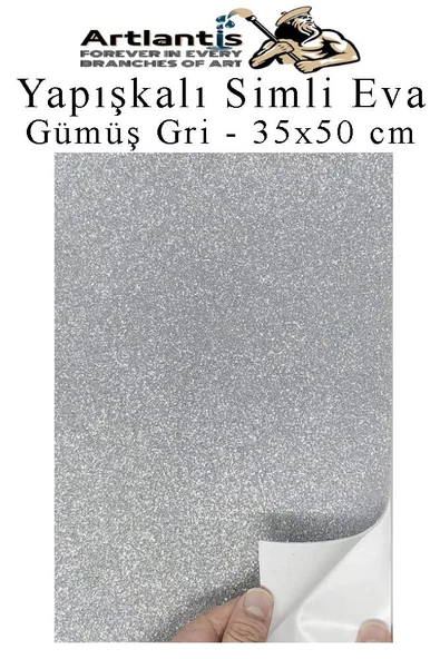 Yapışkanlı Simli Eva 35x50 cm 1 Adet Simli Yapışkanlı Eva Süngeri Okul Kreş Anasınıfı Elişi Etkinlikleri Hobi - 4