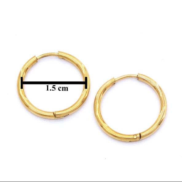 BZ Altın Kaplama Düz Halka Çift Küpe UNK-489 - 5