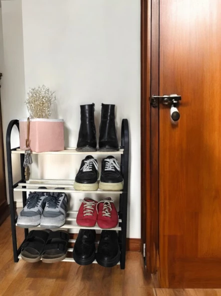 Masif Ahşap Ayakkabılık, Kitaplık, Organizer, Çok Amaçlı Dekoratif Açık Ahşap Dolap - 2