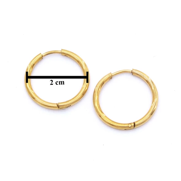 BZ Altın Kaplama Düz Halka Çift Küpe UNK-489 - 6