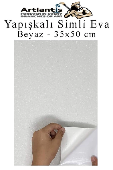 Yapışkanlı Simli Eva 35x50 cm 1 Adet Simli Yapışkanlı Eva Süngeri Okul Kreş Anasınıfı Elişi Etkinlikleri Hobi - 3