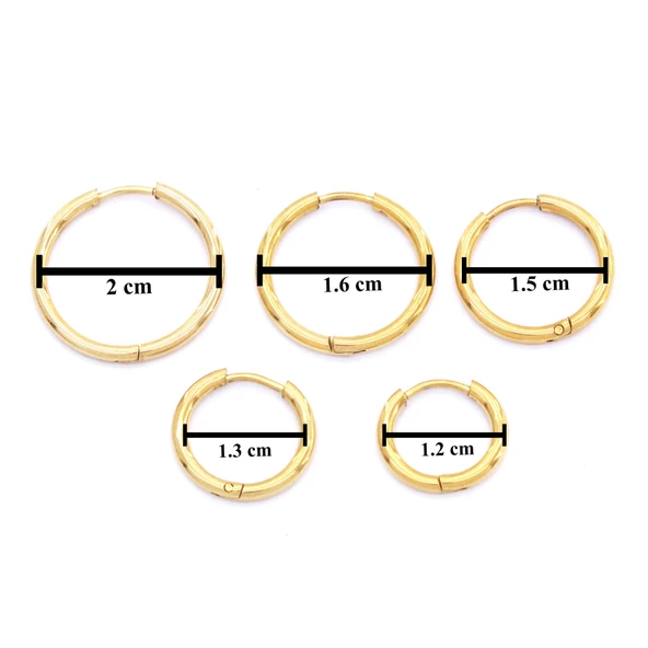 BZ Altın Kaplama Düz Halka Çift Küpe UNK-489 - 3